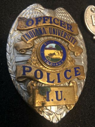 OBSOLETE Vintage Police Badge Indiana University Plus Hat Badge LOOK 5