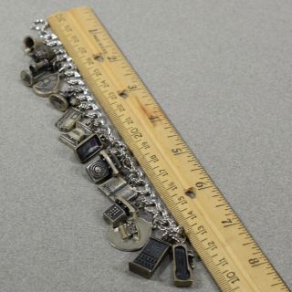 Vintage LGB Sterling Silver Loaded (15) Telephone Charm Bracelet 7.  in - - 1086 6