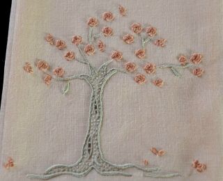 Vintage Marghab Madeira Embroidered Finger Tip Towels “jacaranda Tree” N