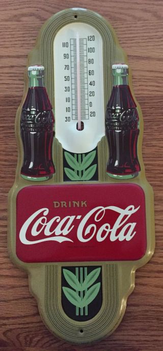 Rare Vintage Coca Cola Thermometer Double Soda Bottle Advertising Sign From 1997
