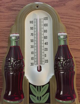 Rare Vintage Coca Cola THERMOMETER DOUBLE Soda BOTTLE Advertising Sign from 1997 5