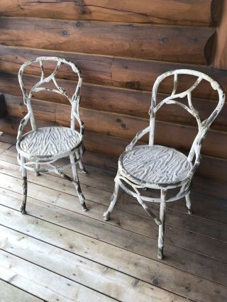 Antique Vintage Metal Bistro Outdoor Patio Deck Porch Lawn Set Of 2 Chair 4