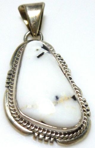 Jerry Nelson Sterling Silver White Buffalo Turquoise Navajo Mens Womens Pendant