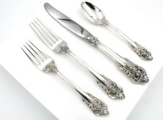 WALLACE SILVER GRANDE BAROQUE (STERLING,  1941) 4 PIECE PLACE SETTING NR 5446 - 2 2