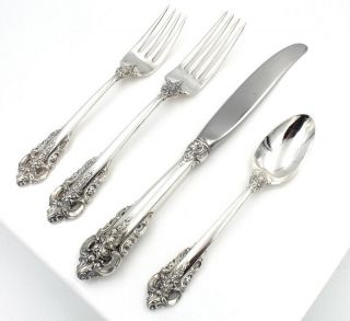 WALLACE SILVER GRANDE BAROQUE (STERLING,  1941) 4 PIECE PLACE SETTING NR 5446 - 2 3