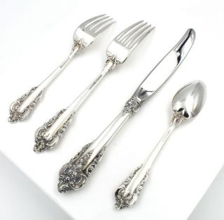 WALLACE SILVER GRANDE BAROQUE (STERLING,  1941) 4 PIECE PLACE SETTING NR 5446 - 2 4