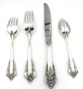 WALLACE SILVER GRANDE BAROQUE (STERLING,  1941) 4 PIECE PLACE SETTING NR 5446 - 2 5