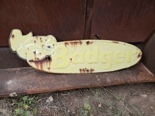 Vintage Badger Farm Equipment Embossed Metal Sign - 1950 