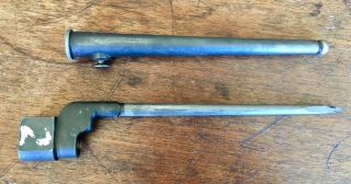 Vintage Wwii British Enfield Spike Bayonet No 4 Mkii With Scabbard