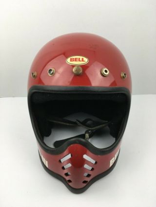 1975 Bell Moto 3 Red Helmet Vintage 75 7 1/2 - 60 Cm