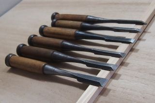 Japanese Vintage Chisel Nomi Set Of 6 From Japan A205