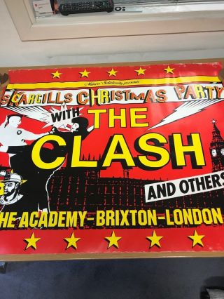 Very Rare The Clash Originalbrixton " Scargills Christmas Party " Punk Gig Poster