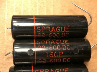 4 Vintage Sprague Black Beauty.  22 uf 600v Capacitors 160P TEST GREAT 2