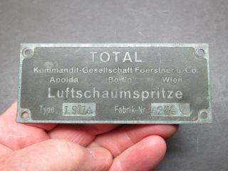 Vintage German Aircraft Part Data Plate 1