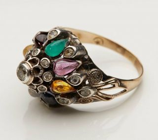 Vintage Thai Princess Ring Set With Semi Precious Stones