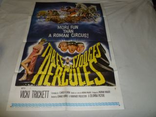 3 Three Stooges Meet Hercules Movie Poster 1961 2672 Vintage One Sheet