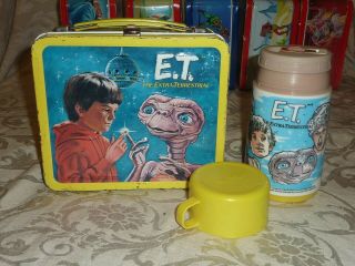 Vintage E.  T.  Extra - Terrestrial Metal Lunchbox With Thermos Aladdin 1982