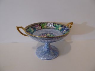 Vintage Maling Candy Dish Footed 6458 Columbine Spode Blue England C.  40s