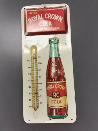 Vintage Rc Cola Tin Sign With A Thermometer