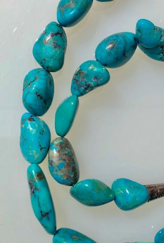 Vintage Native American Blue Turquoise Necklace Silver Cones 18.  5 " 80 Grams