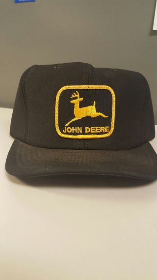 Vtg John Deere Black And Gold Trucker Snapback Hat Cap Louisville Ky Rare