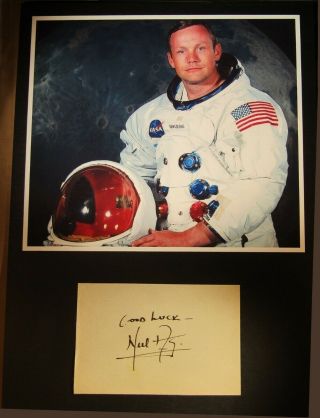 Apollo 11 Neil Armstrong Vintage Hand Signed Photo Display Autographed W/loa