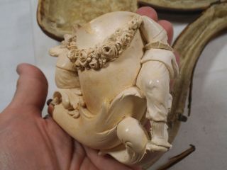 Antique German Meerschaum Figural Pipe - Minstrel Players w/Dancing Dog - Fitted Box 5