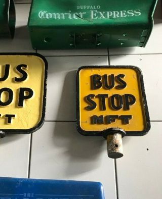 Vintage Bus Stop Sign Nft Niagara Falls Buffalo Ny W/ Pole Mount Bar