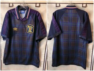 Scotland 1994/96 Home Soccer Jersey Large Umbro Vintage