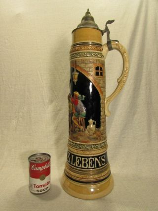 Antique Gerz 4L Beer Stein 3264 Large German Vintage Lidded Strauss Rare 3