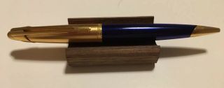 Vintage Sapphire Blue Gt Waterman Edson Gold Plated Twist Ballpoint Pen France