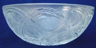 Vintage signed LALIQUE FRANCE PINSONS bird sparrow crystal center piece bowl 2