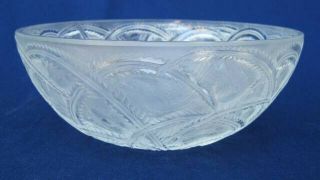 Vintage signed LALIQUE FRANCE PINSONS bird sparrow crystal center piece bowl 3