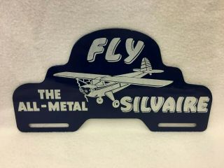 Vintage Silvaire Aircraft Luscombe Airplane Advertising License Plate Topper