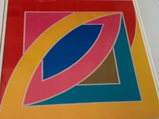 Colorful Vintage Pop Art Shapes Lithograph Print Wall Hanging Mid Century Modern