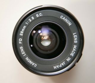 Vintage Canon lens FD 28mm 1:2.  8 S.  C.  Lens Made in Japan Very 3