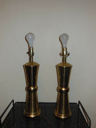 Pair VTG FREDERICK COOPER mid century Brass Table Lamps 2