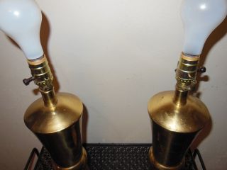 Pair VTG FREDERICK COOPER mid century Brass Table Lamps 6