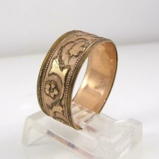 Vtg Antique Victorian 18k Gold Filled Flower Band Ring Size 9 Qye9