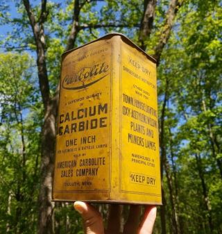 Vintage American Carbolite Sales Company Carbide Miners Lamp Duluth Can Tin Minn