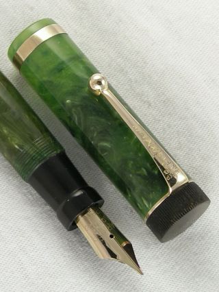 Vintage Jade Green 1920s Parker Lucky Curve Duofold Sr.  Fountain Pen Restored