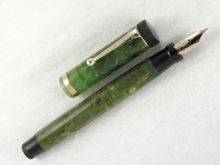 VINTAGE JADE GREEN 1920s PARKER LUCKY CURVE DUOFOLD SR.  FOUNTAIN PEN RESTORED 2