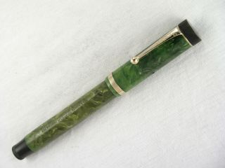 VINTAGE JADE GREEN 1920s PARKER LUCKY CURVE DUOFOLD SR.  FOUNTAIN PEN RESTORED 5