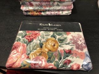 Vintage Rare Ralph Lauren Allison Multi One Twin Flat Sheet 200 Count Floral
