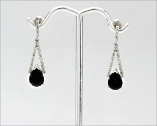 Vintage Designer Alwand Vahan 14k White Gold Black Onyx Stud Earrings