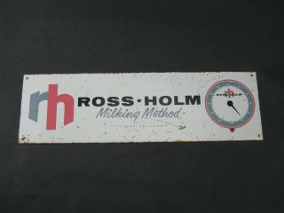 Vintage Ross - Holm Milking Method Petaluma,  Ca.  Dairy Metal Sign 20 " X 6 "