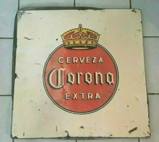 Vintage Mexican Corona Cerveza Beer Metal Table Top Sign 30 " X 30 "