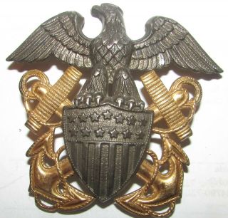 Amcraft 1/20th 10k Gf Ww2 Officers Hat Badge United States Navy Military Pin