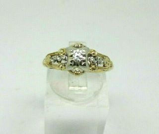 Antique/ Vintage 14 K Yellow Gold Diamond Ring - Size 4.  5