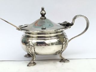 A Large Vintage Solid Silver Mustard Pot,  1938